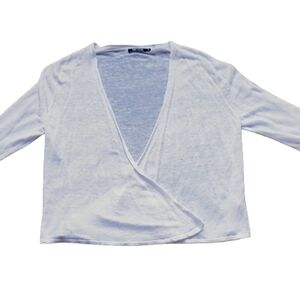 NIC+ZOE NEW White Linen Blend Criss‑Cross Cardigan PL